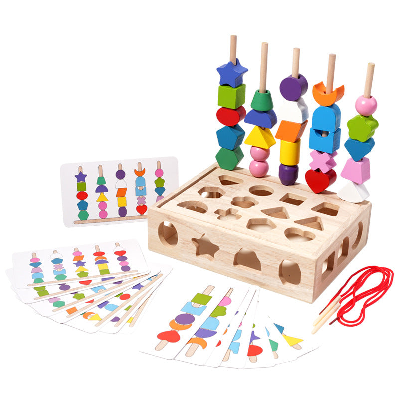 Children's color sensory enlightenment, shape matching perception, early education, wooden building blocks