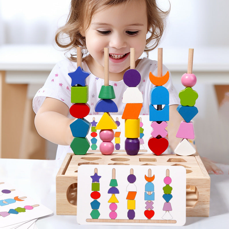 Children's color sensory enlightenment, shape matching perception, early education, wooden building blocks