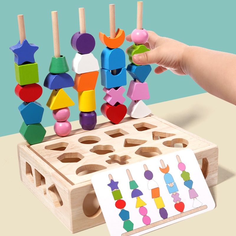 Children's color sensory enlightenment, shape matching perception, early education, wooden building blocks