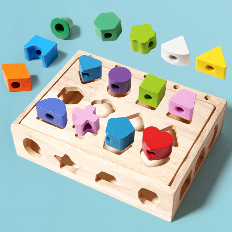 Children's color sensory enlightenment, shape matching perception, early education, wooden building blocks
