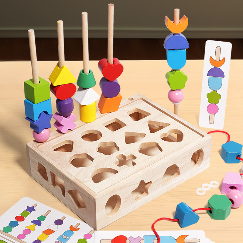 Children's color sensory enlightenment, shape matching perception, early education, wooden building blocks