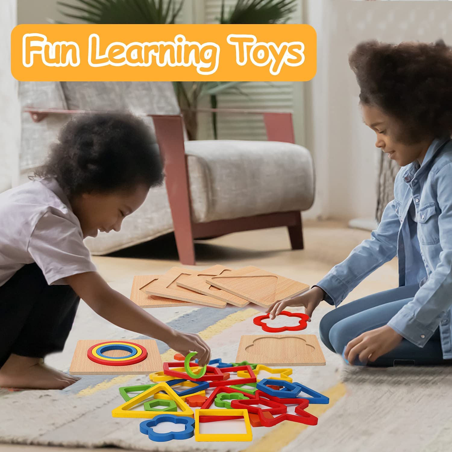 Rompecabezas de clasificación de formas Montessori para niños pequeños