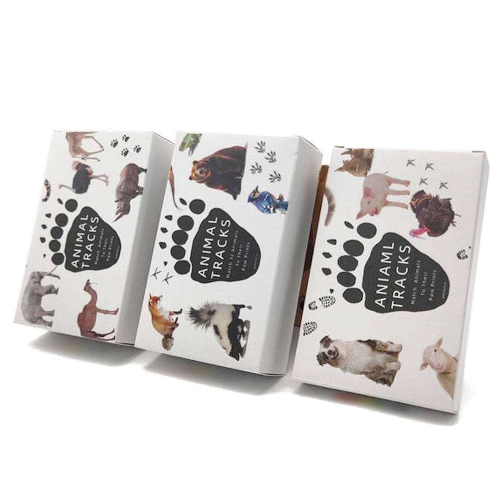 Juego de memoria Montessori: Tarjetas flash Huellas de animales