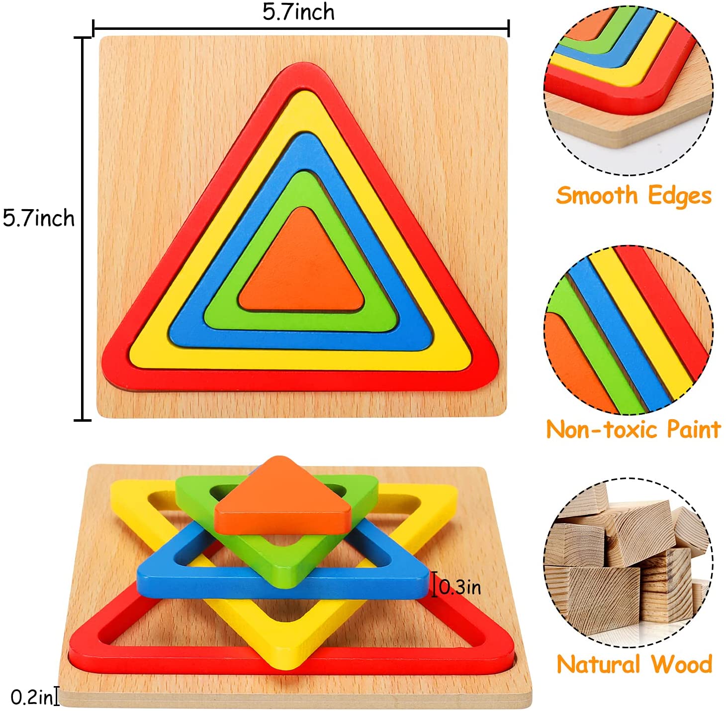 Rompecabezas de clasificación de formas Montessori para niños pequeños