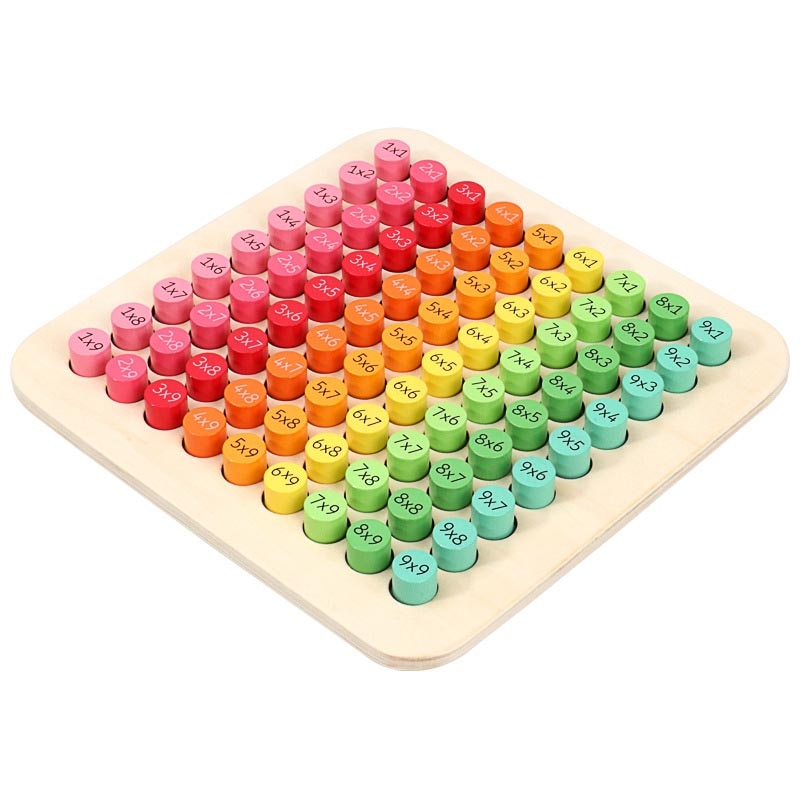 Montessori Matemáticas 9x9 Juguete de mesa de madera de multiplicación