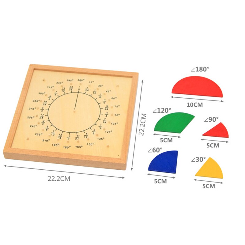 Tablero de fracciones de madera de matemáticas de materiales Montessori