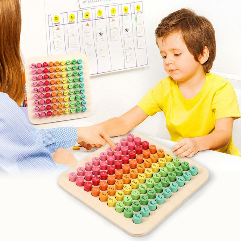 Montessori Matemáticas 9x9 Juguete de mesa de madera de multiplicación