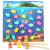 Juguetes educativos de madera Montessori: juego de pesca con números de tablero y alfabeto