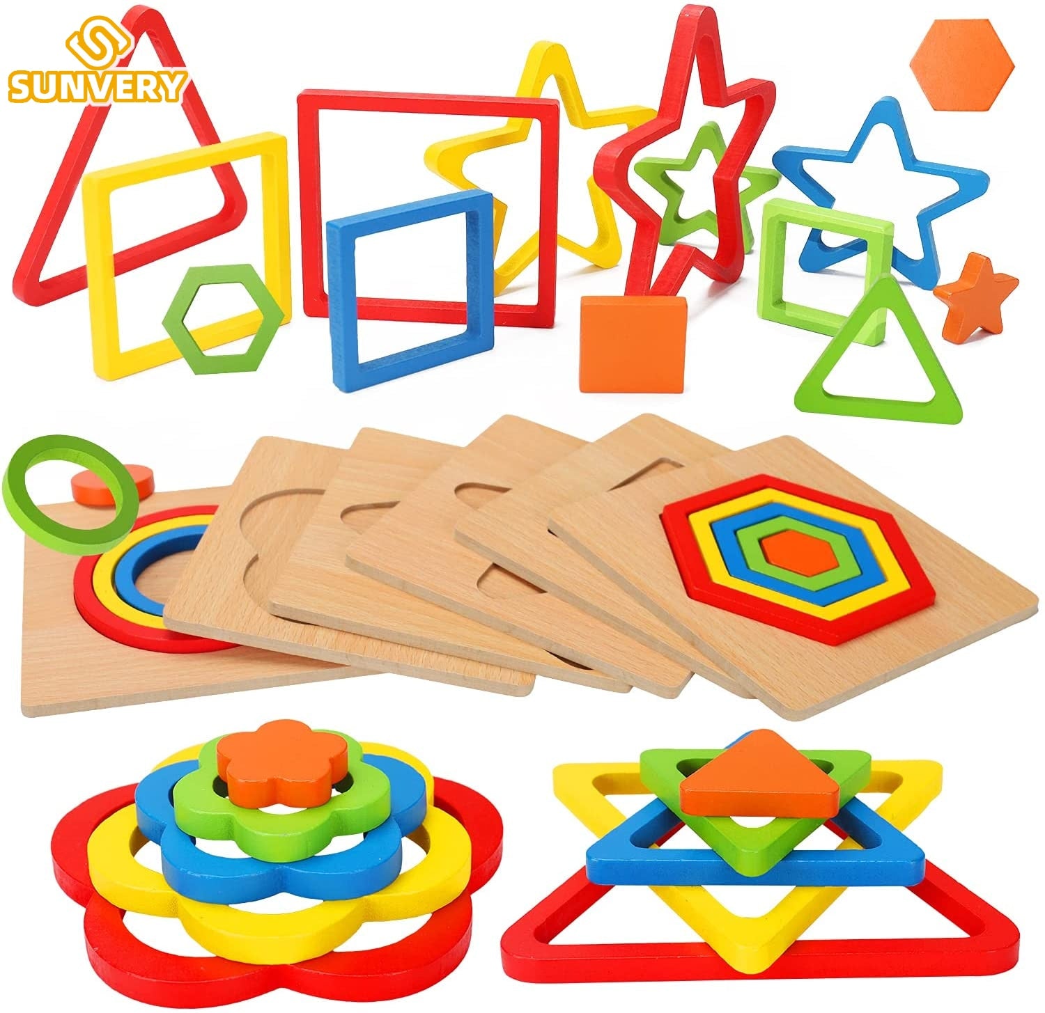 Rompecabezas de clasificación de formas Montessori para niños pequeños