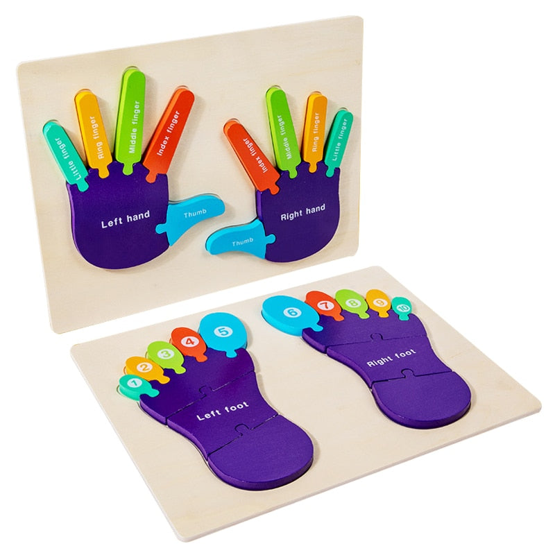 Rompecabezas Montessori 3D de palmas y plantas de madera