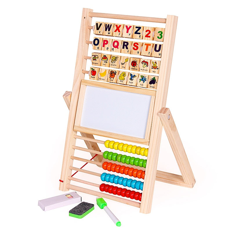 Soporte de aprendizaje de ábaco de madera multifunción Montessori