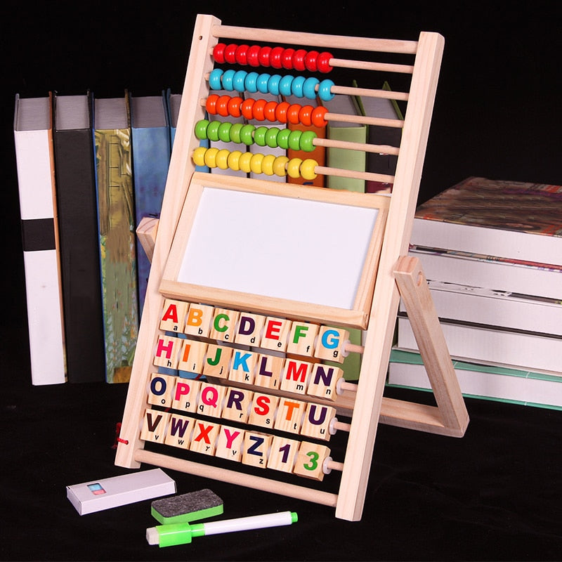 Soporte de aprendizaje de ábaco de madera multifunción Montessori