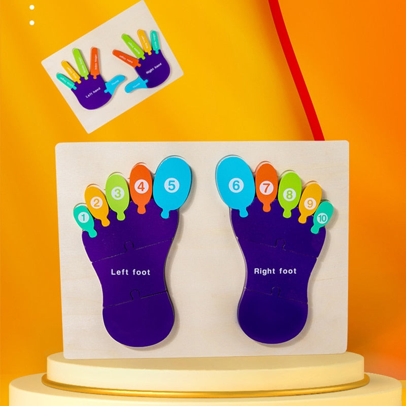 Rompecabezas Montessori 3D de palmas y plantas de madera