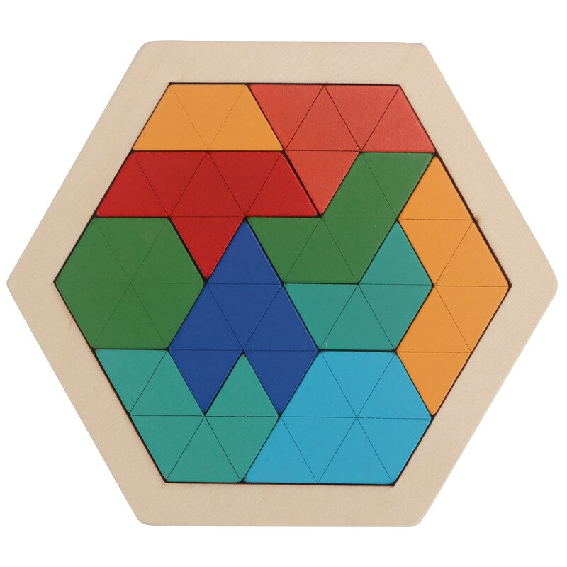 Rompecabezas hexagonal de madera para niños Tangram