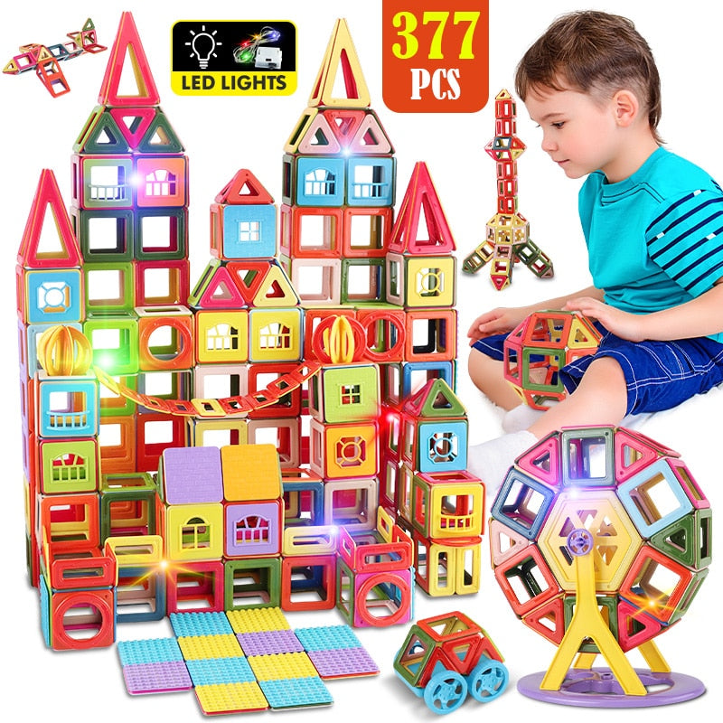 Kit de construcción magnético con hasta 377 piezas