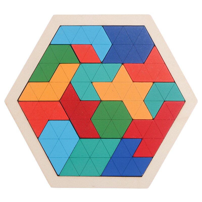 Rompecabezas hexagonal de madera para niños Tangram