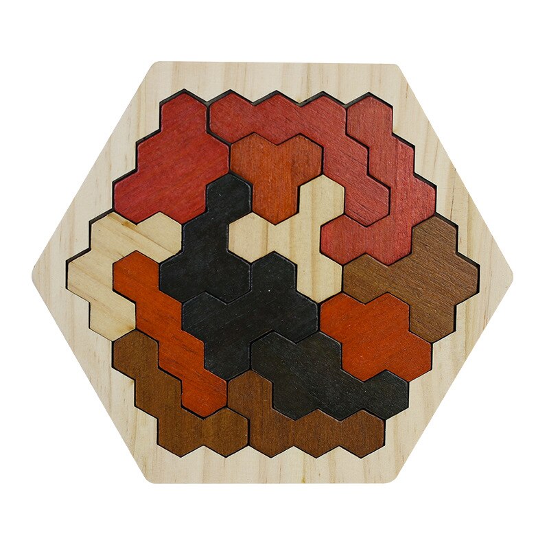 Rompecabezas hexagonal de madera para niños Tangram