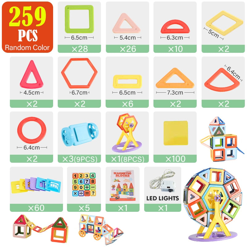 Kit de construcción magnético con hasta 377 piezas