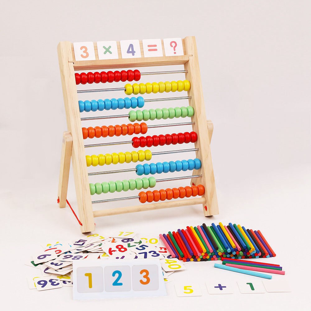 Soporte de aprendizaje de ábaco de madera multifunción Montessori